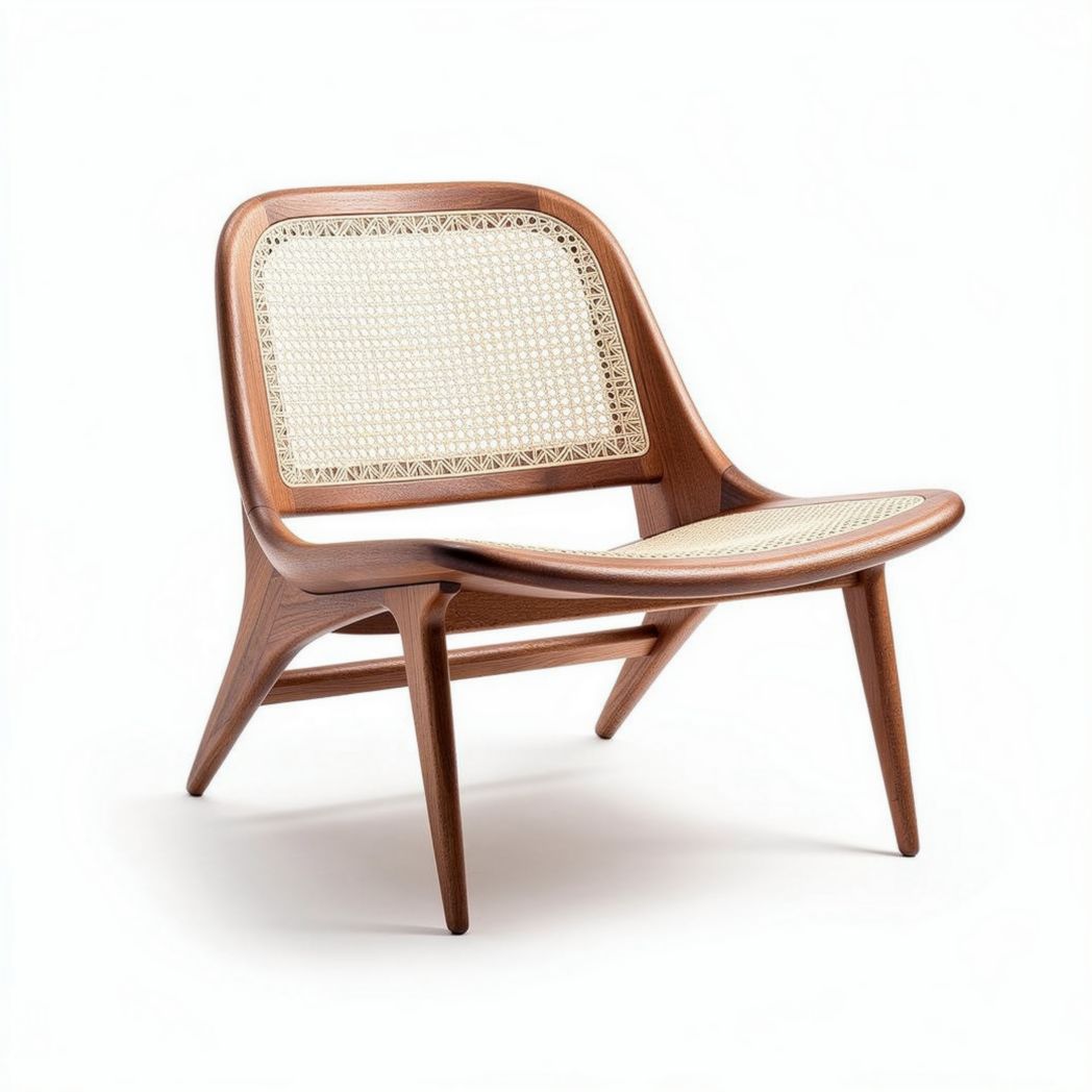 Chaise en bois avec assise en cannage pour salon - 70 x 75 x 80
