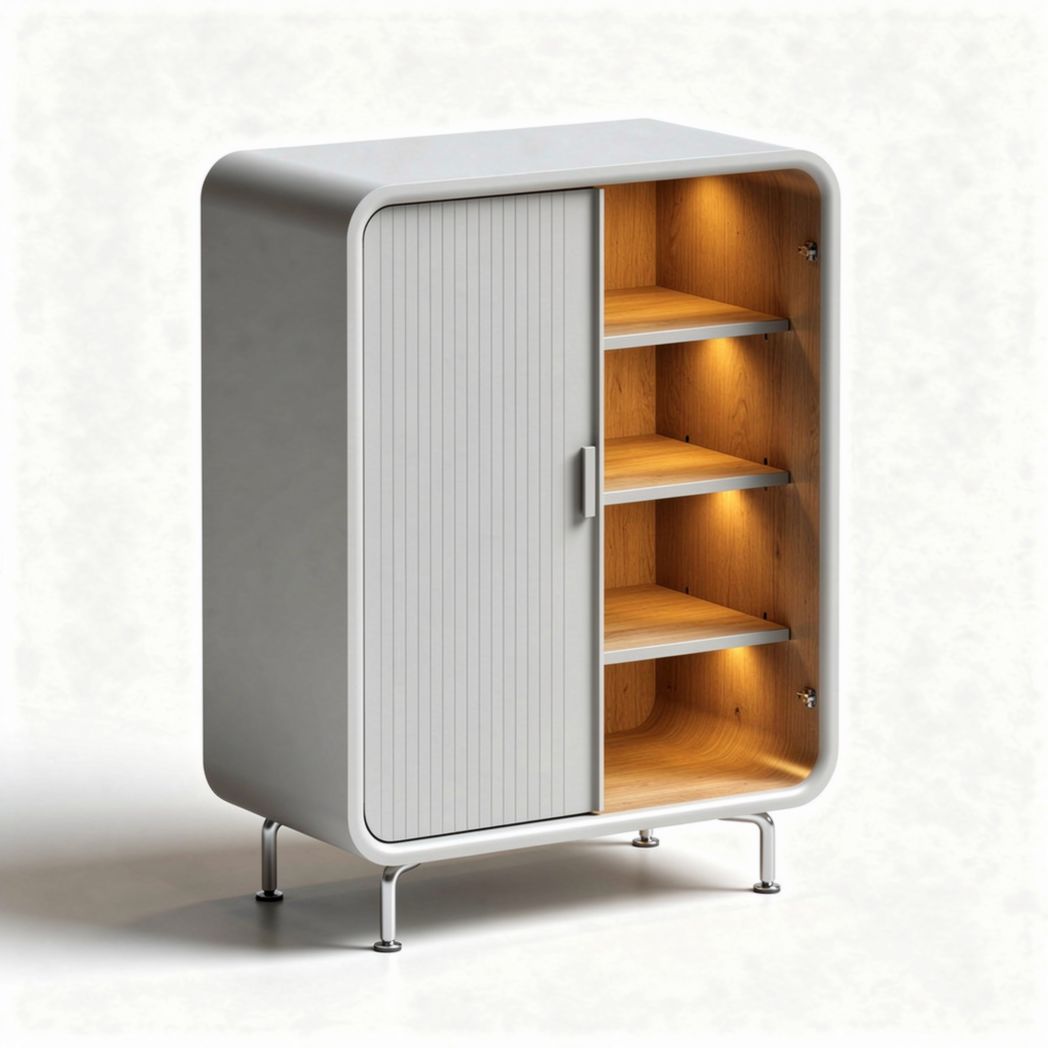 Meuble de rangement pour salon en MDF blanc avec éclairage intégré - 80 x 40 x 100