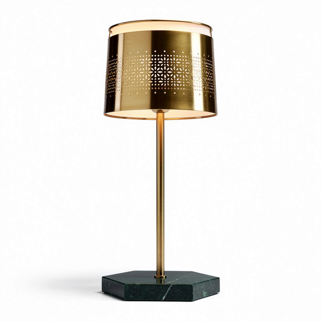Lampe de table contemporaine pour bureau en métal et marbre - 25 x 25 x 45