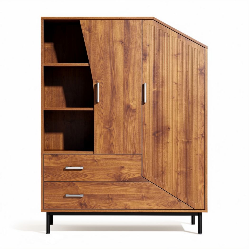 Meuble de rangement en bois avec tiroirs et étagères - 90 x 50 x 120