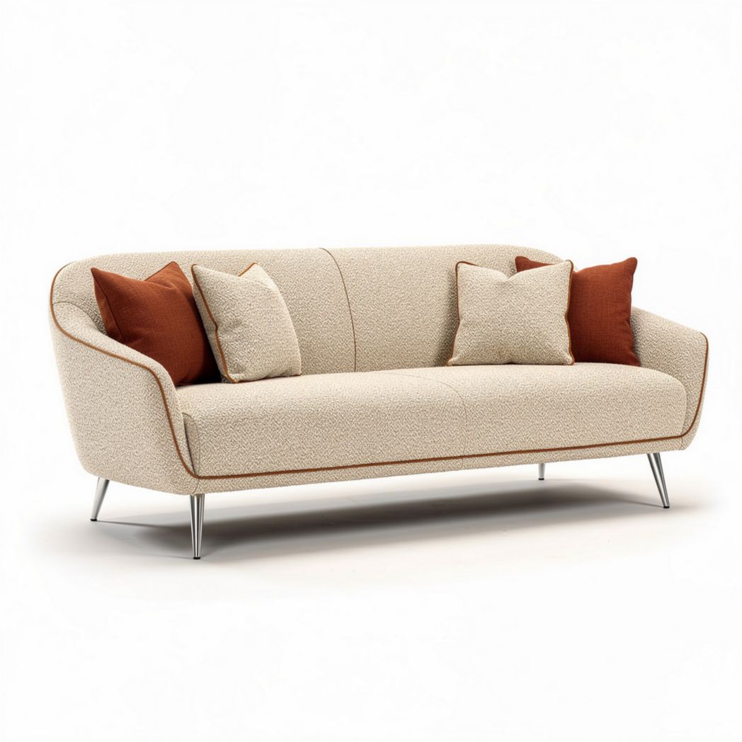 Canapé moderne pour salon en tissu avec coussins décoratifs - 180 x 90 x 75